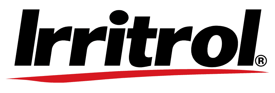 A black and red logo for irritrol on a white background