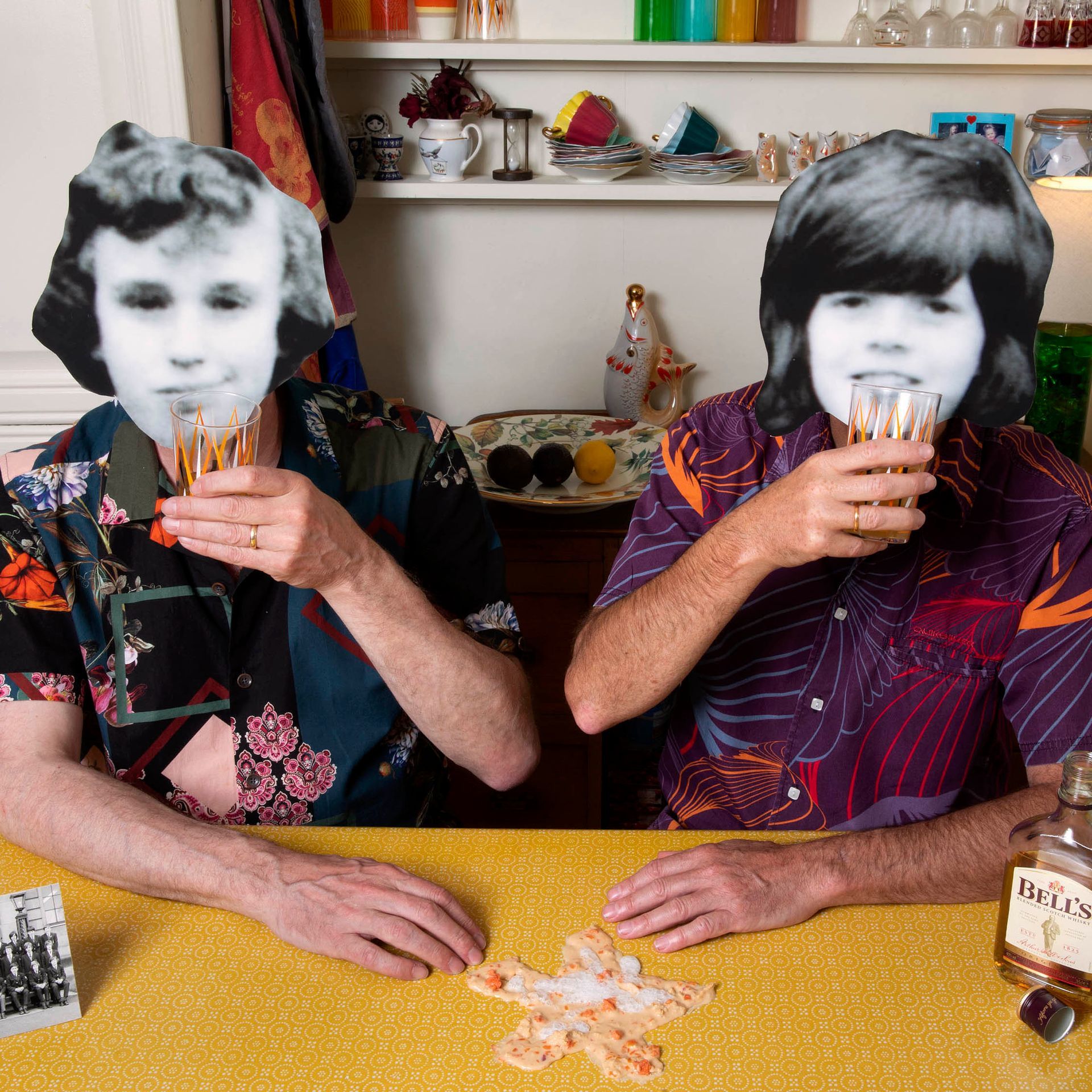 This series was made in 2019. I was thinking about memories from the past and issues around what is remembered and what is lost. I made photographic masks from archival images of myself, my sister, various school friends, and even an ex-girlfriend. 
I decided to use a framework in each image of black and white masks and black and white archival photographs. I like a formal structural thread to run through a group of images.