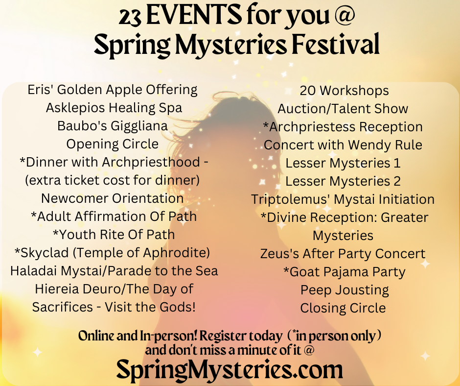 A list of events for the spring mysteries festival