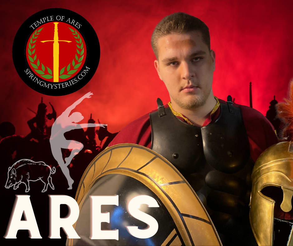 A man in armor with the word ares on the bottom
