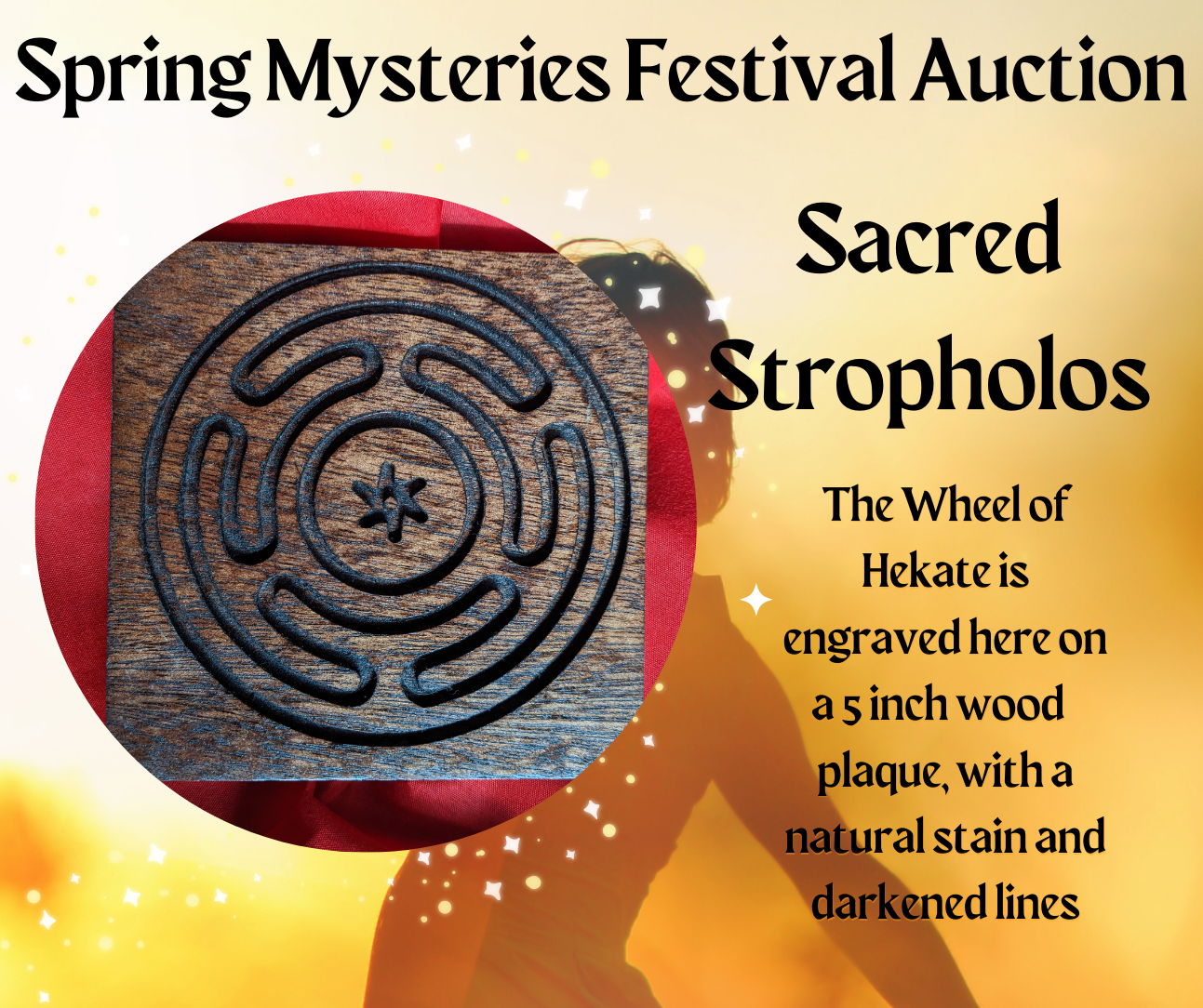 A poster for the spring mysteries festival auction
