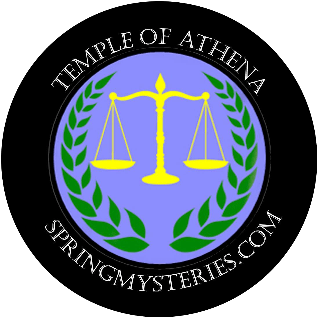 A logo for the temple of athena springmysteries.com