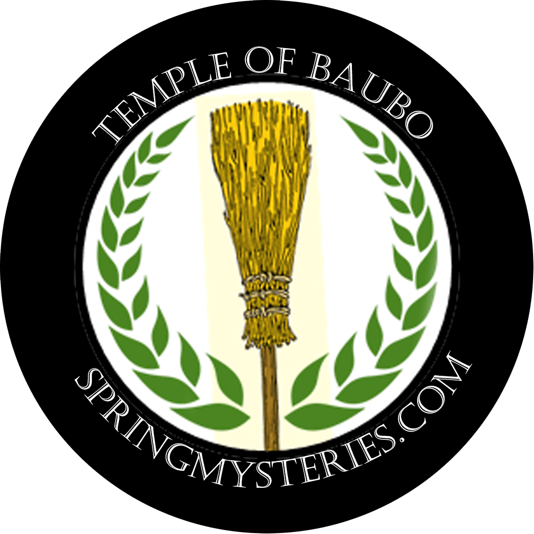 A logo for the temple of baubo springmysteries.com