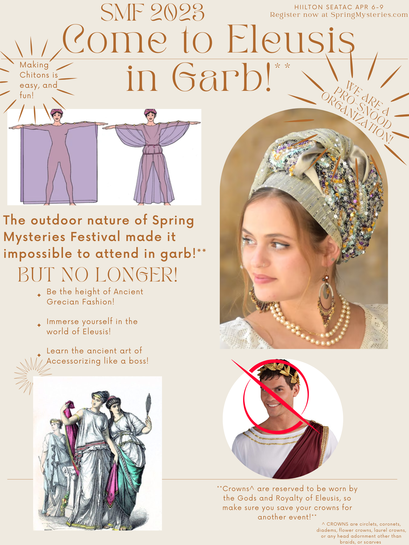 A poster that says `` come to eleusis in garb ! ''