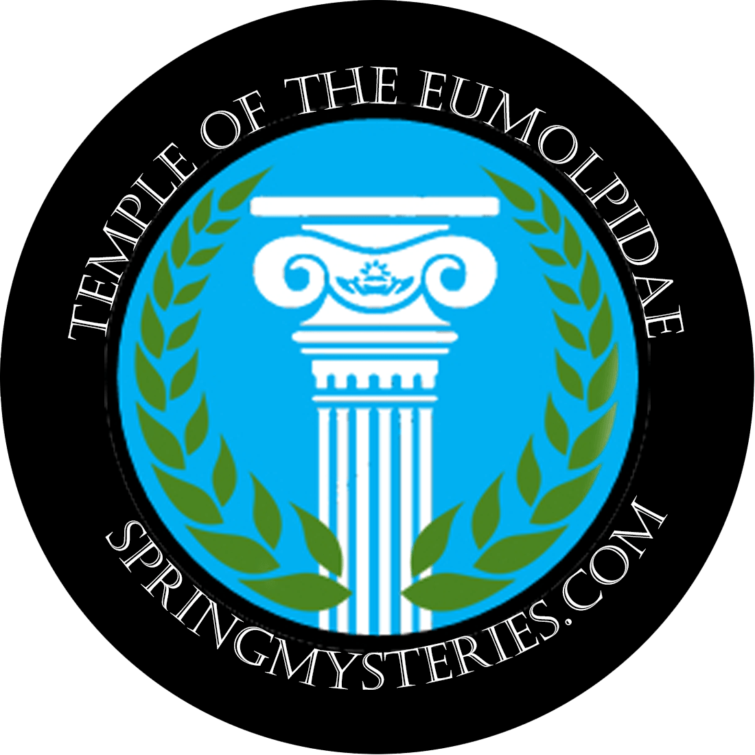 A logo for the temple of the eumolpidae springmysteries.com