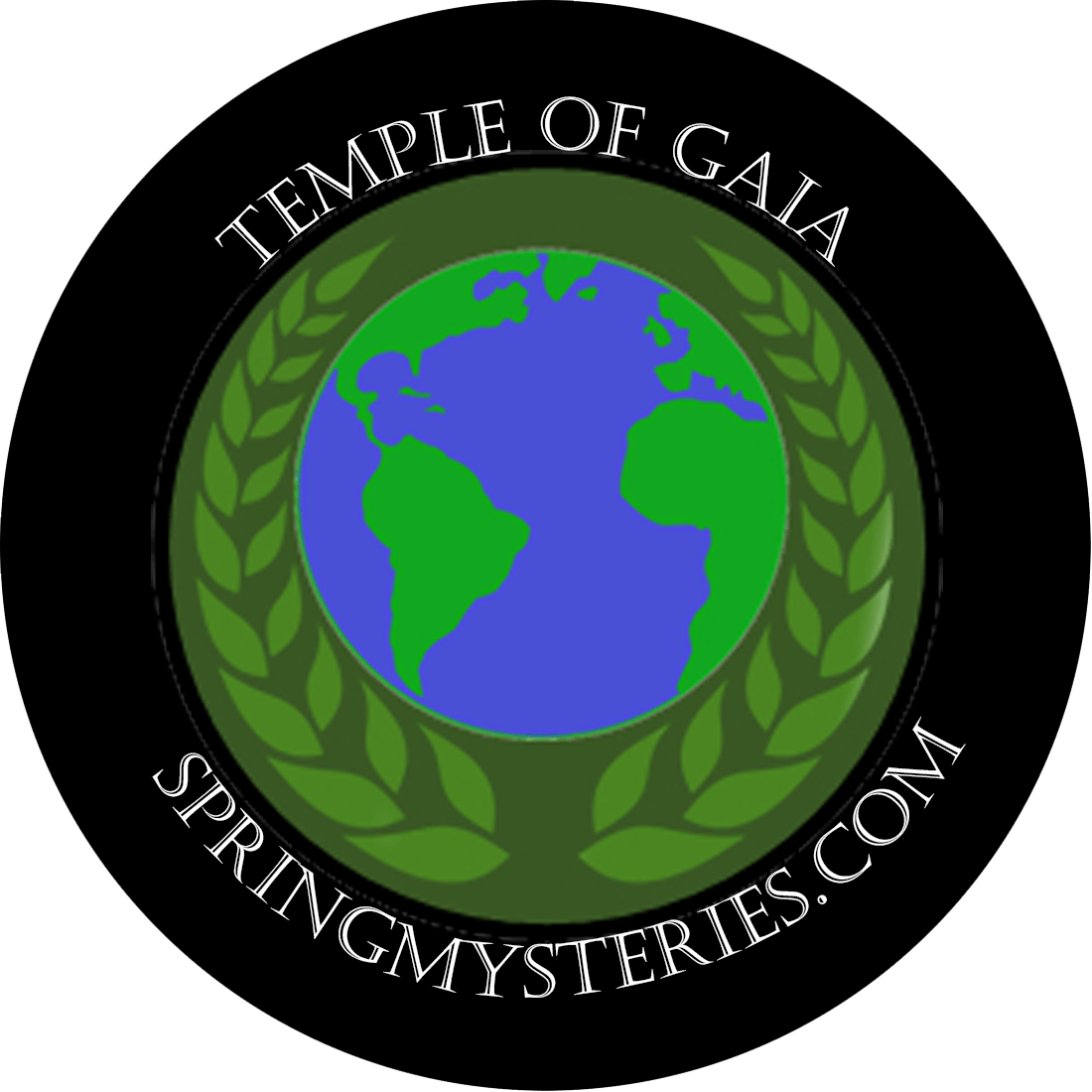 A logo for temple of gaia springmysteries.com