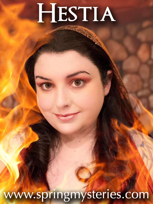 A picture of a woman with the name hestia on it, representing Hestia.