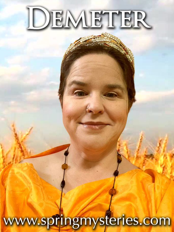 A woman with a crown on her head is called demeter, representing Demeter.