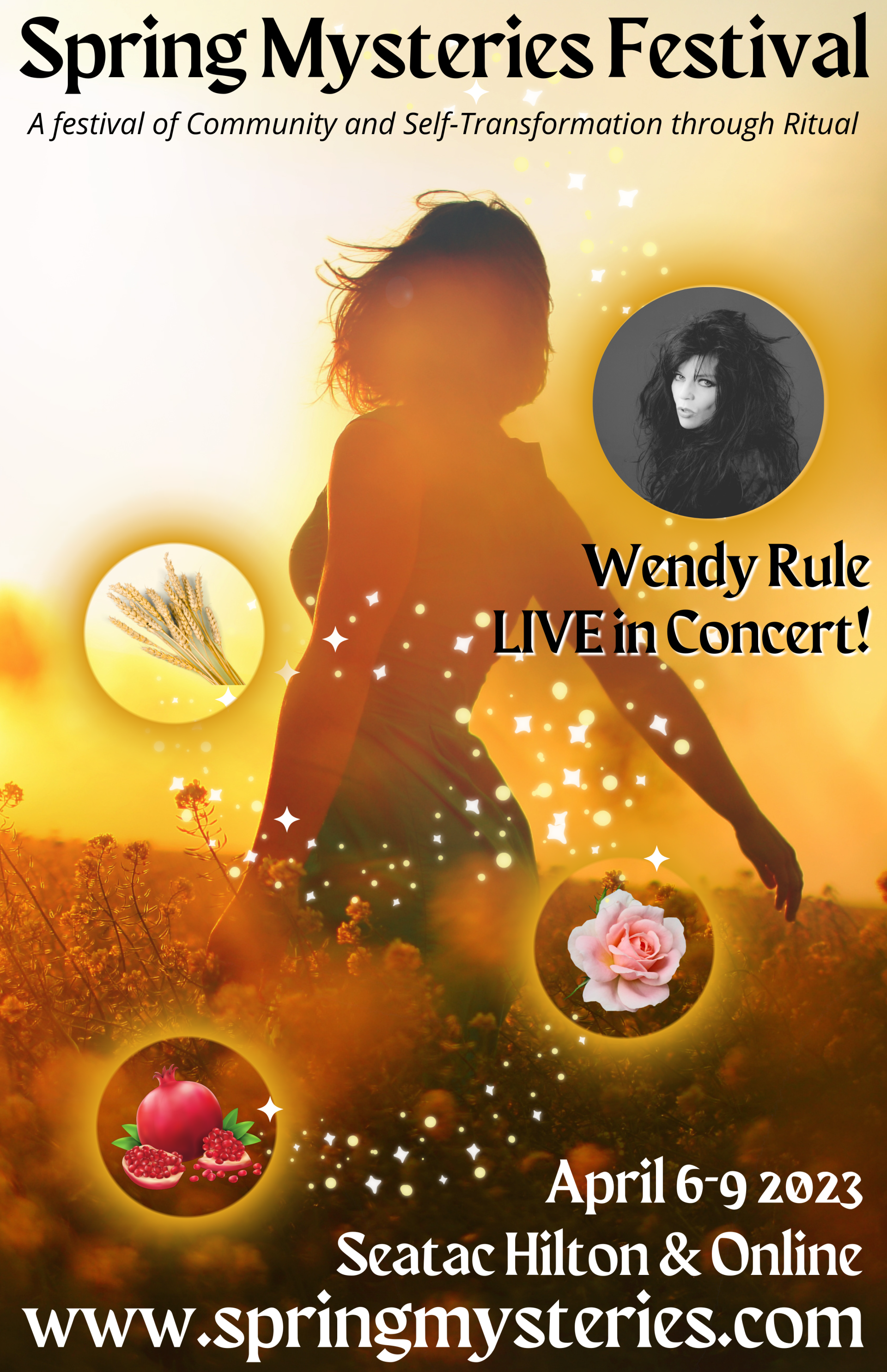 A poster for wendy rule's spring mysteries festival