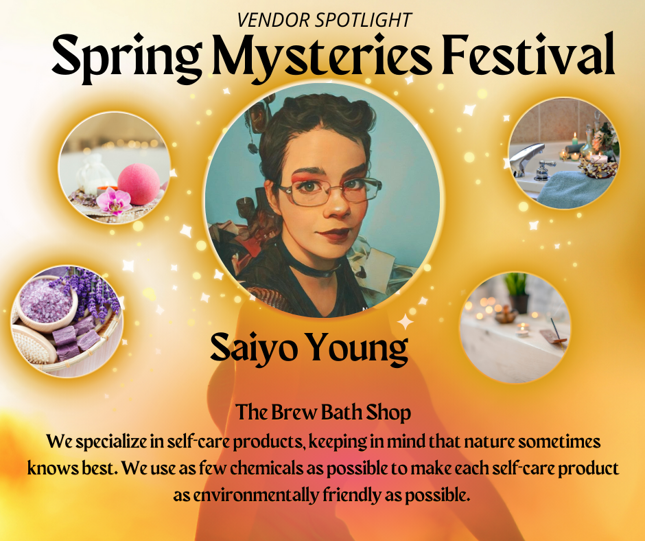 A poster for the spring mysteries festival featuring saiyo young