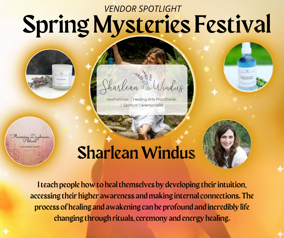 A poster for the spring mysteries festival sponsored by sharleen windus
