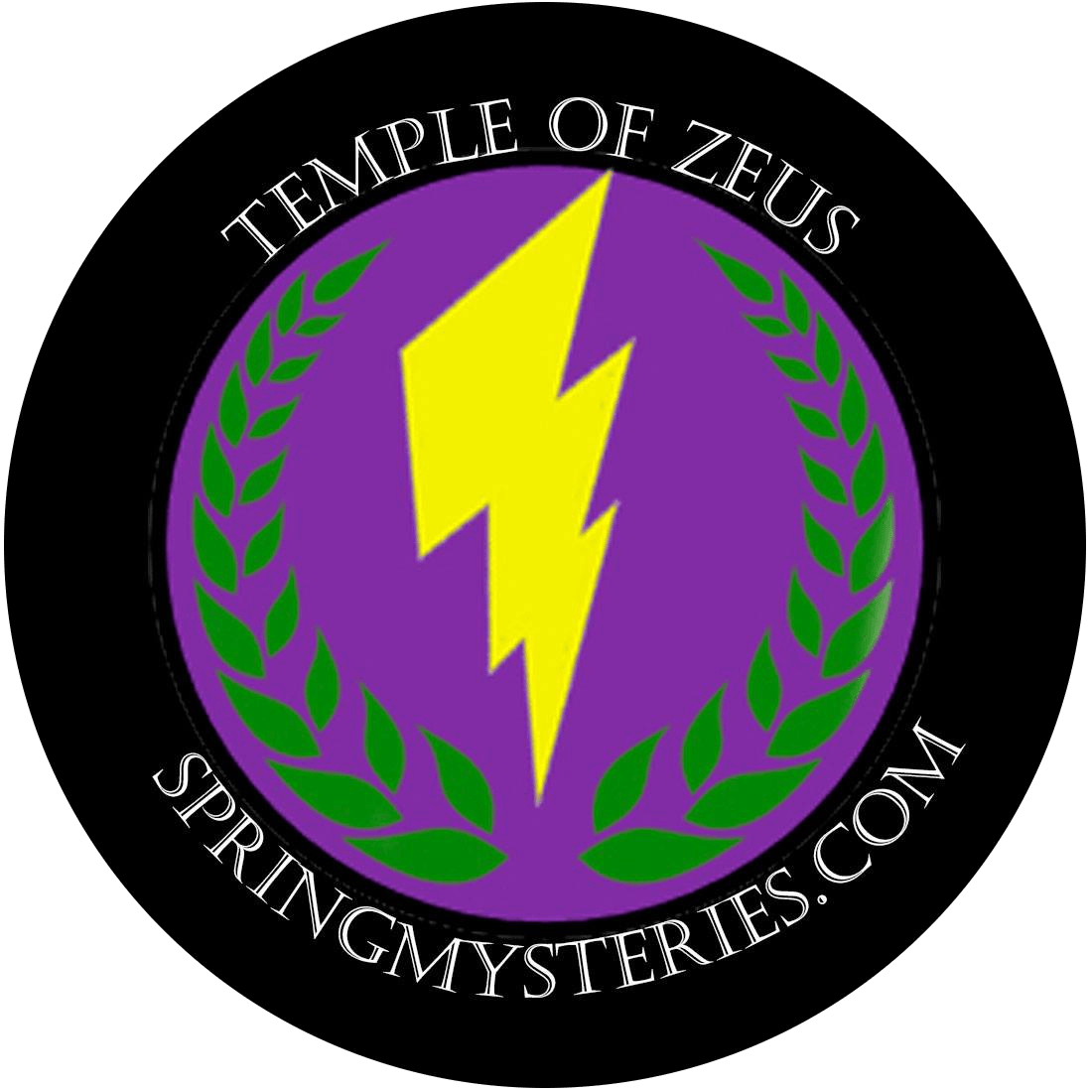 A logo for the temple of zeus springmysteries.com
