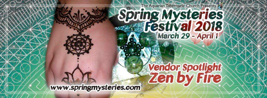 A poster for the spring mysteries festival 2018, Zen by Fire