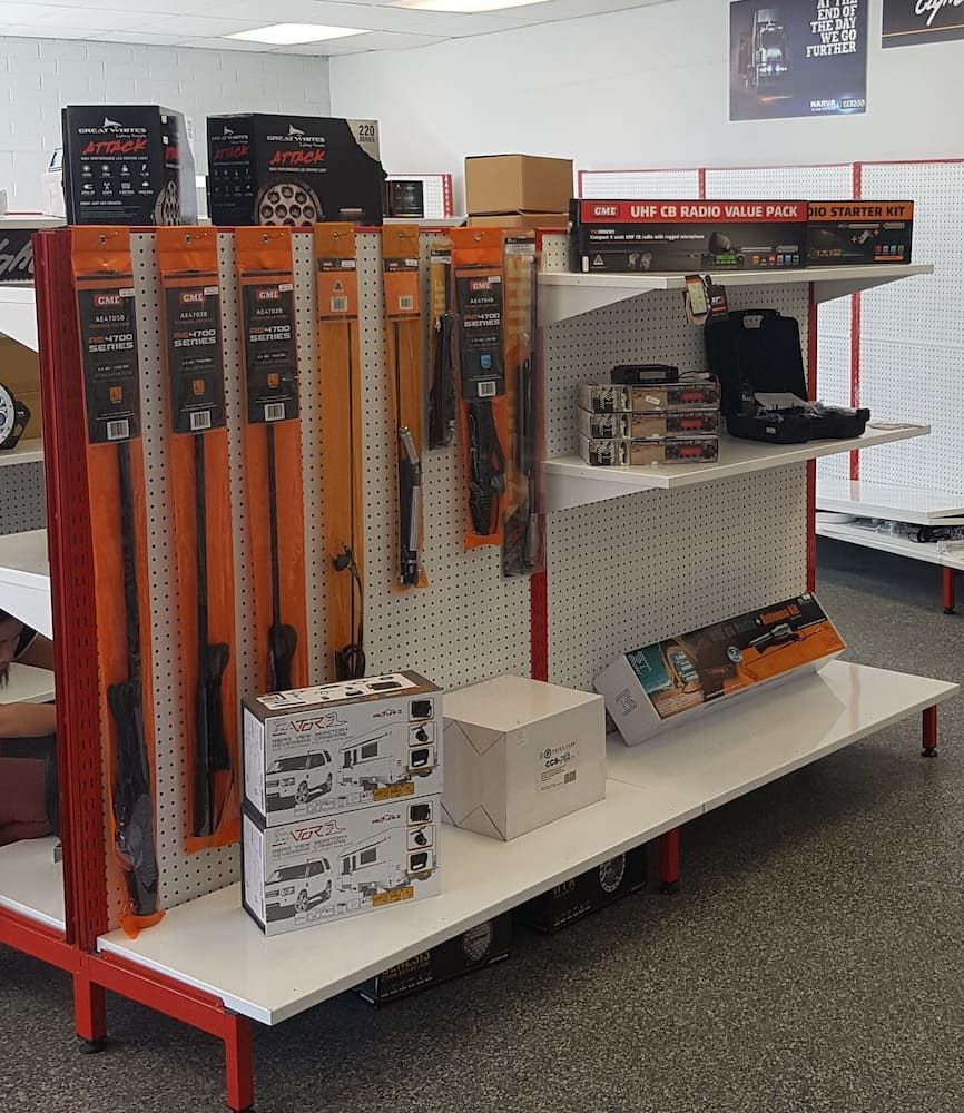 Store Display With Attack and Gme Uhf Cb Products — Autofit88 Auto Electrics In Ciccone, NT