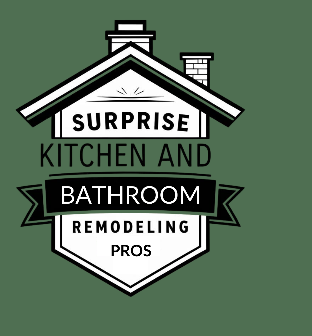 Logo for Surprise Kitchen and Bathroom Remodeling Pros with roof icon.
