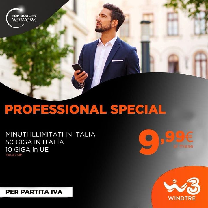 WINDTRE Professional Special: Promo per Partita Iva a 9,99€