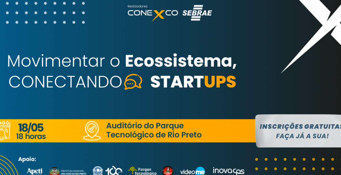A poster for a conference called movimentar o ecosistema conectando startups