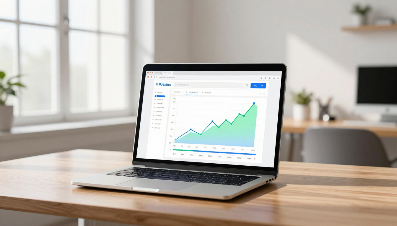 Business dashboard showing search engine ranking improvements