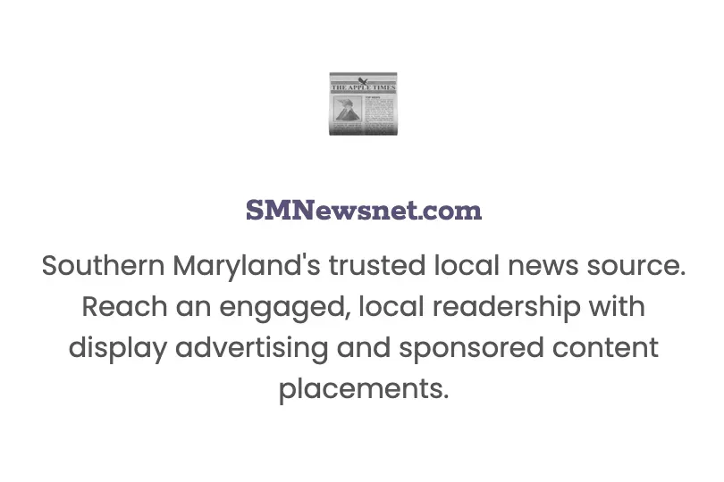 SMNewsnet.com ad promoting local news and display advertising for Southern Maryland readers