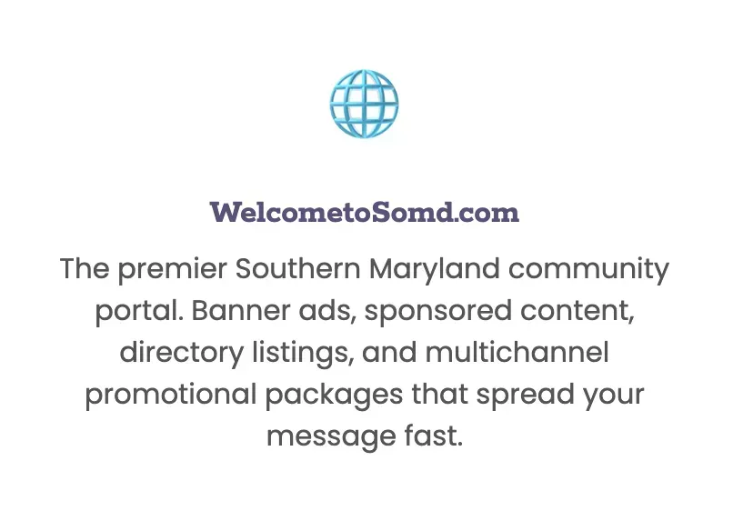 Sompd.com promo card with blue globe icon and text about sponsorship, listings, and promotional packages