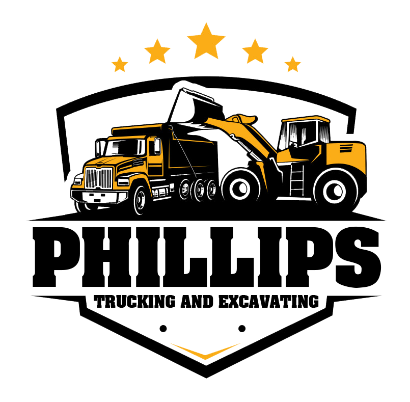 It is a logo for Phillips Trucking and Excavating