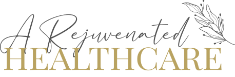 Logo reading “A Rejuvenated Healthcare” in gold and gray with a leafy line-art accent