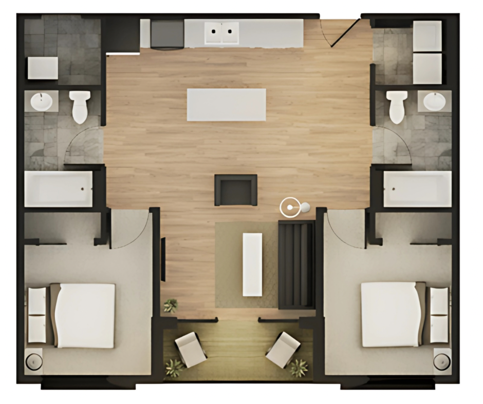 2 Beds Floorplan