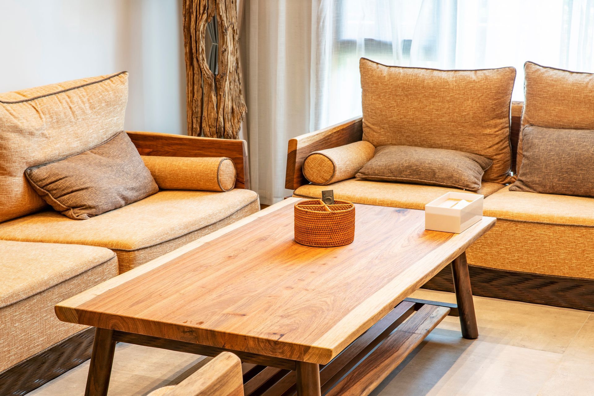 Modern living room featuring light-toned Tasmanian Oak Timber elements.