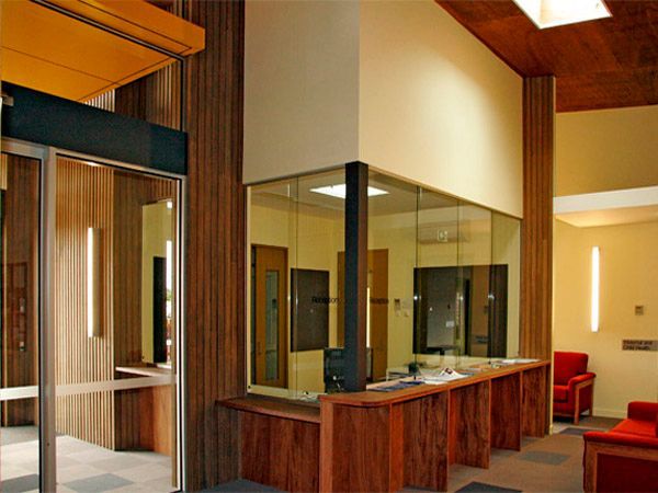 Dark Stained Wood Stained Office with Warm Rust Desert Colours | Glenorchy, TAS | McKay Timber