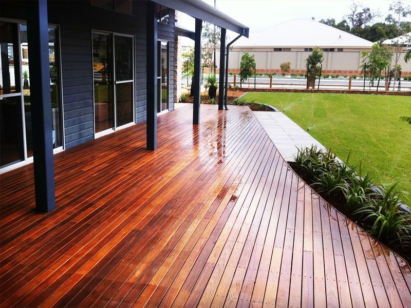 Modern House Design with Wooden Patio, Low Angle View of Ipe Hardwood Decking | Glenorchy, TAS | McKay Timber