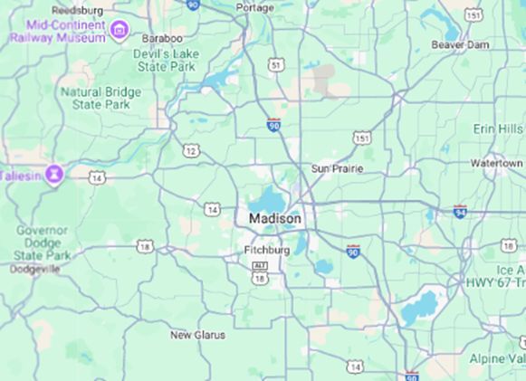 Map of the Madison, Wisconsin