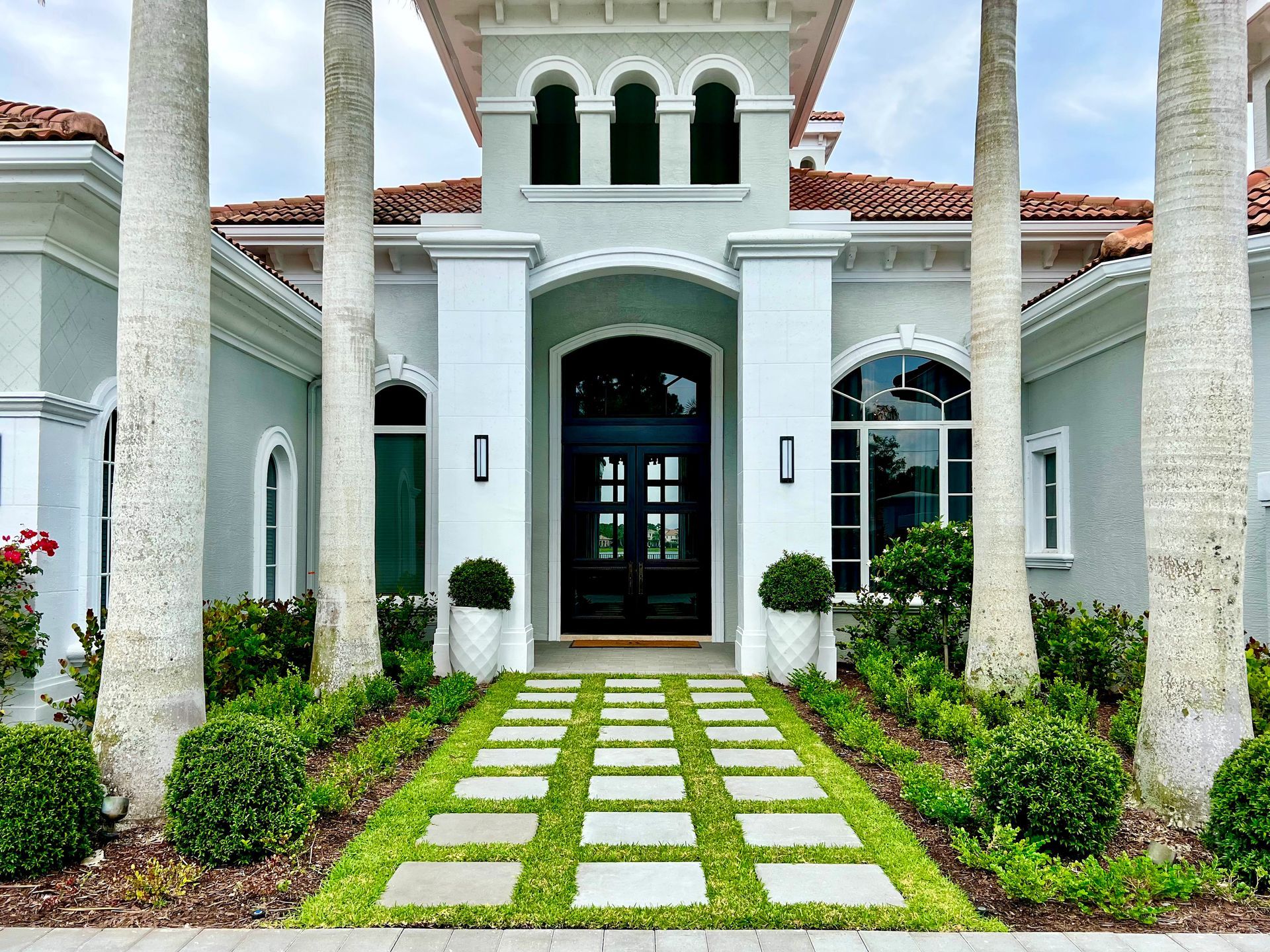 French country landscape design.