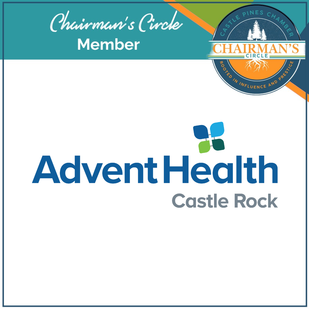 The logo for advent health castle rock is on a white background