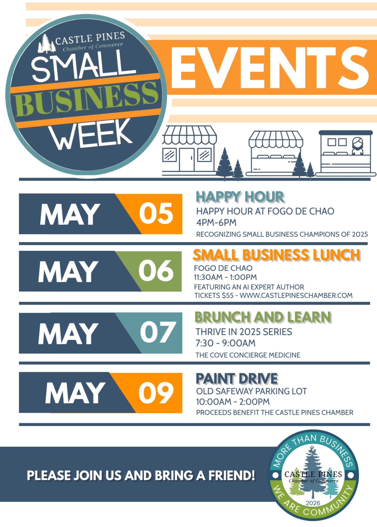 A flyer for small business week is shown.