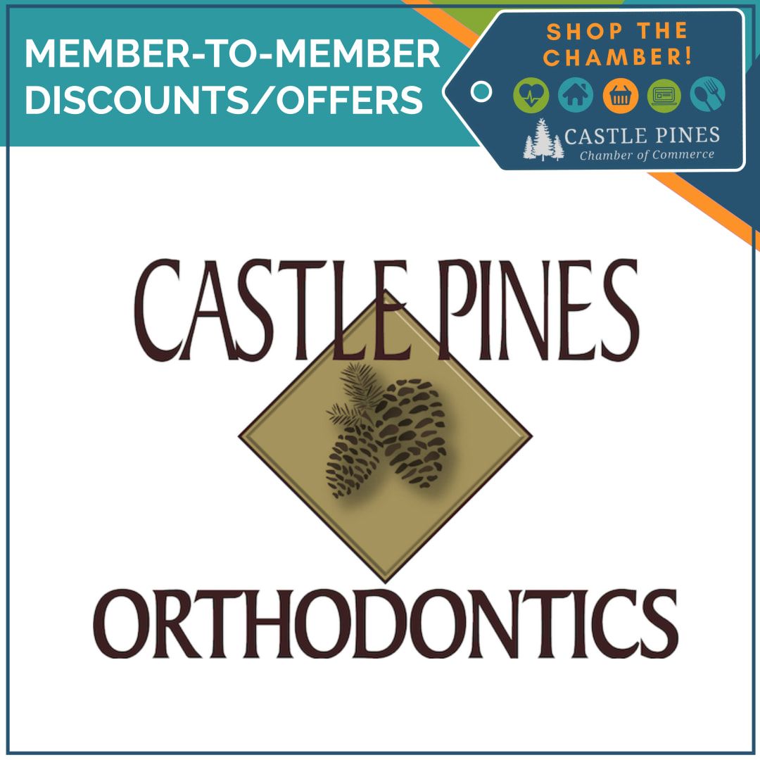 A logo for castle pines orthodontics with a pine cone on it