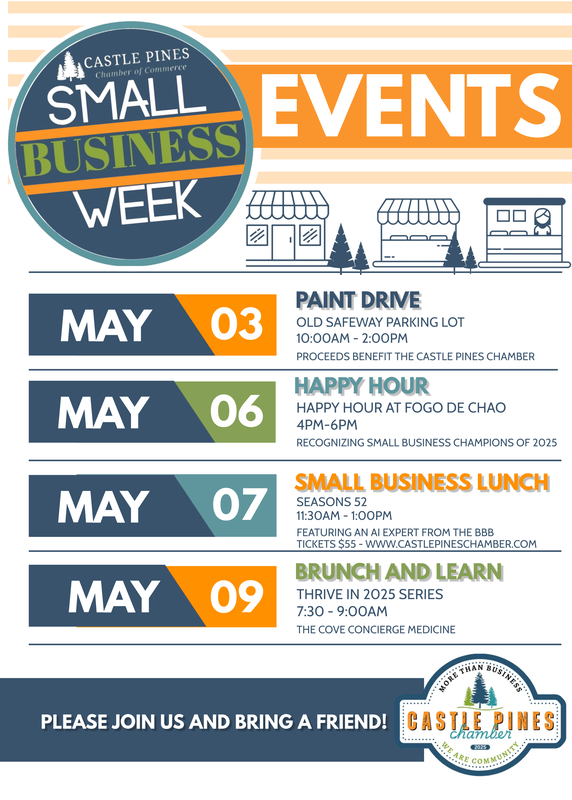 A flyer for small business week is shown.