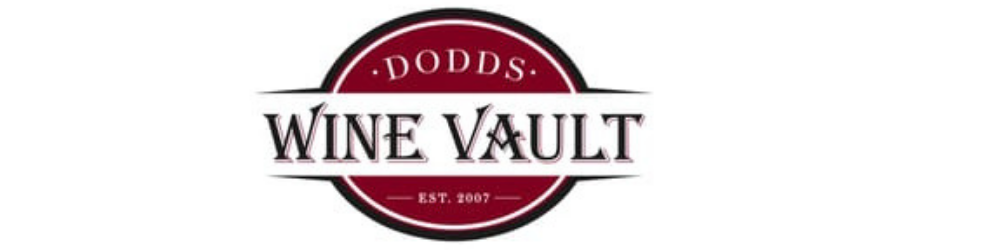 A red and white logo for dodds wine vault