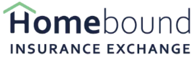 Logo for Homebound Insurance Exchange featuring the dark blue text 