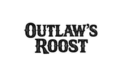 Black vintage-style text reading &ldquo;Outlaw&rsquo;s Roost&rdquo; on a white background