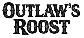 Black vintage-style text reading “Outlaw’s Roost” on a white background