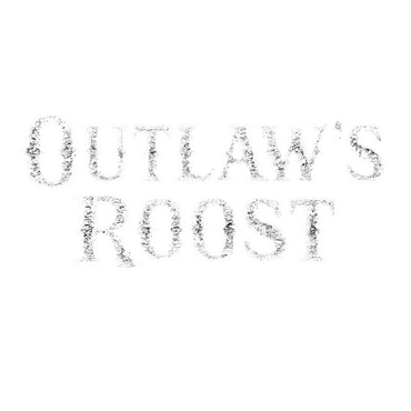 Black speckled text reading “OUTLAW’S BOOST” on a white background