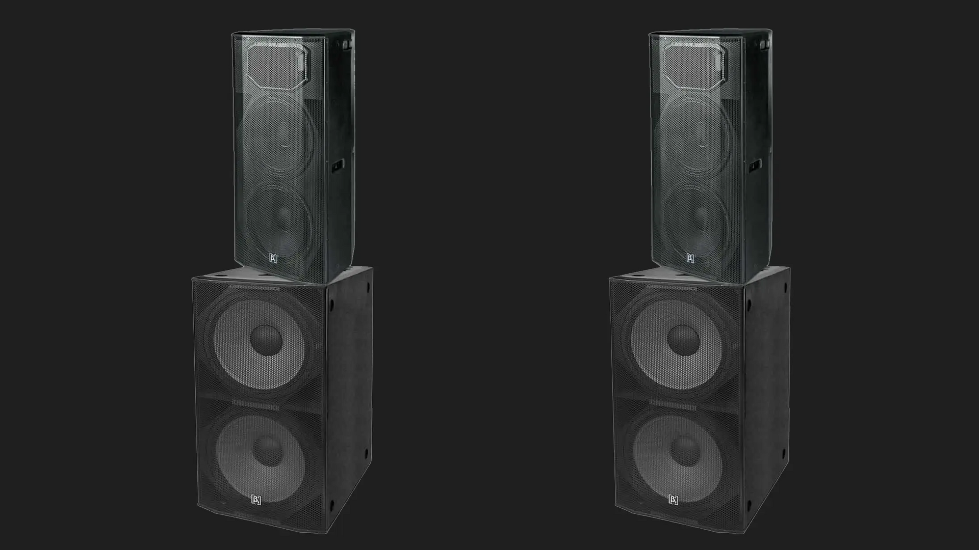 Two Black Pa Speaker Systems, Each With A Tall Top — Inspired Audio Visual in Coffs Harbour, NSW