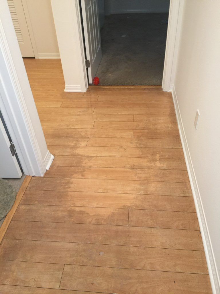 A hallway with a wooden floor and a red ball on the floor.