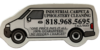 A sticker for industrial carpet and upholstery cleaning