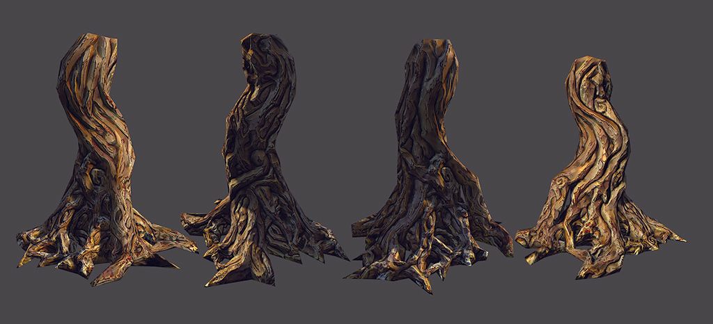 Stylized large tree trunk