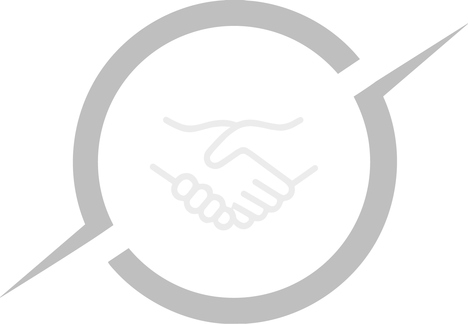 Hands shaking inside a broken circle, representing a deal or agreement.