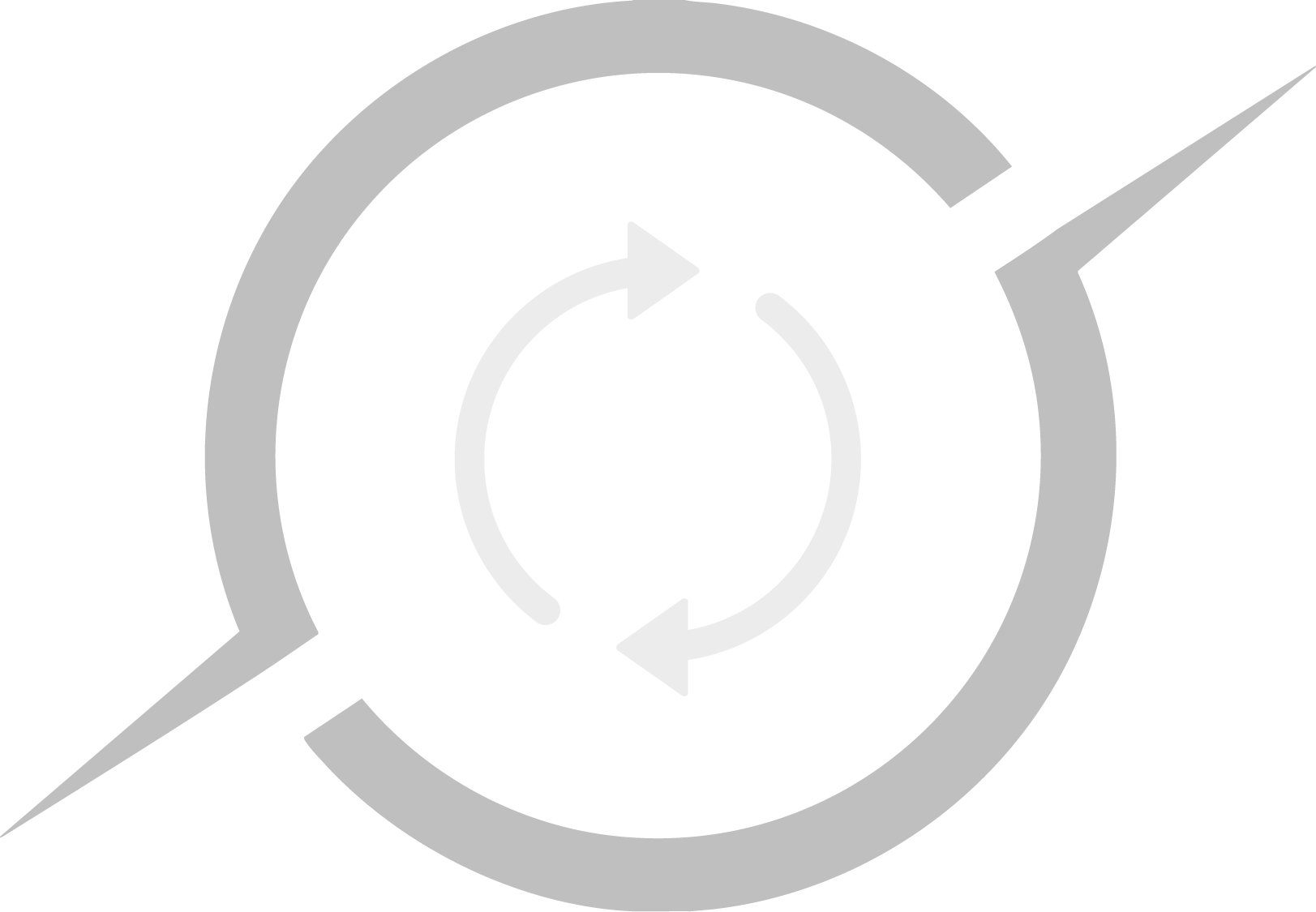 Grey circular symbol with arrows, resembling refresh or cycle.
