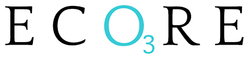 "ECORE" with the "O" replaced by a light blue "O3" indicating ozone.