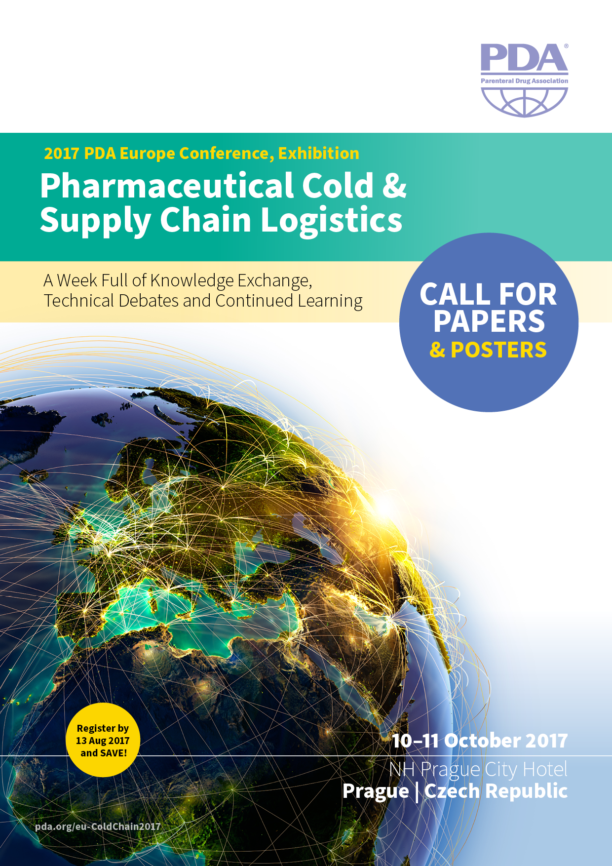 A poster for a conference on pharmaceutical cold and supply chain logistics.