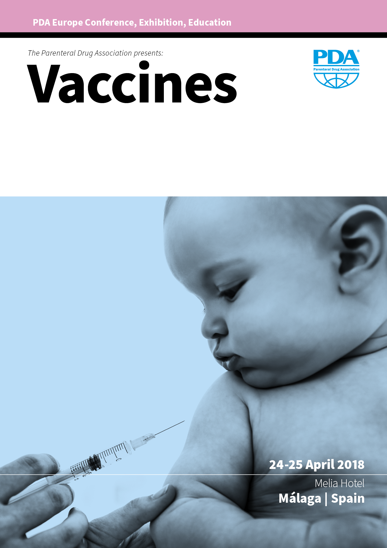 A black and white photo of a baby getting a vaccine